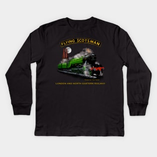 Classic Steam Train The Flying Scotsman Crossing The Forth MotorManiac Kids Long Sleeve T-Shirt